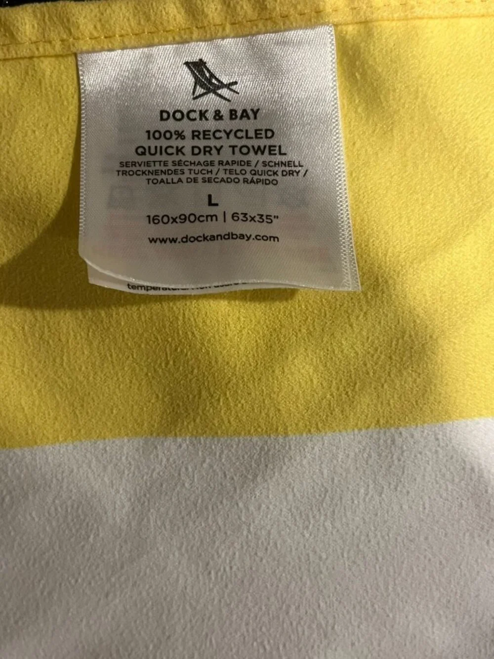 Dock & Bay Quick Dry Beach Towel 100% Recycled Large Set of 2 Blue White Yellow